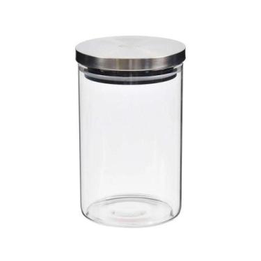 Imagem de Pote Redondo Em Vidro Com Tampa De Inox 1 Litro Kenya