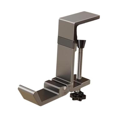 Imagem de Bothyi Suporte para lareira sob a mesa, moderno, portátil, fácil de instalar, suporte para fone de ouvido, mochila, gancho para mesa, bolsa, Cinza