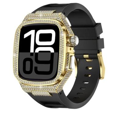 Imagem de VeveXiao Capa robusta com pulseira de metal compatível com Apple Watch Series 10 de 46 mm, capa protetora de metal com pulseira de silicone à prova de choque para Apple Watch Series 10 de 46 mm