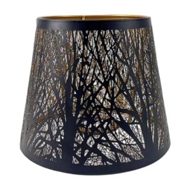 Imagem de Fenteer Abajur de metal, capa de lâmpada, acessórios decorativos, abajur para lâmpadas de chão, luminárias de mesa, lustre de cabeceira de hotel, Preto Pequeno