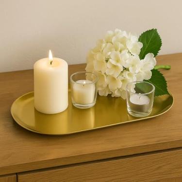 Imagem de Bandeja Decorativa Retangular Dourada – Multiuso para Sala, Banheiro, Quarto, Penteadeira, Mesa, Closet e Decoração