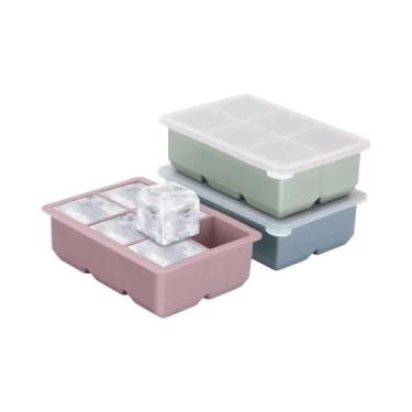 Imagem de Forma De Gelo Grande Empilhável De Silicone Com Tampa Livre De BPA Par