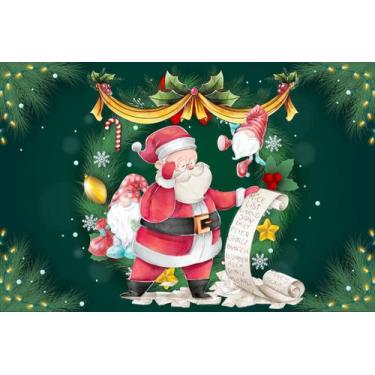 Imagem de Painel de Lona Natal Papai Noel e Duendes Lista de Presentes - Fabrika