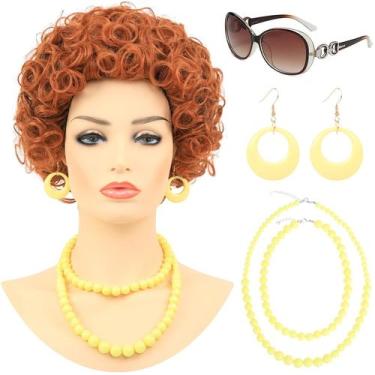 Imagem de Peruca Bettecos Red Orange Curly Synthetic Hair para mulheres