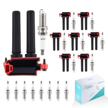 Imagem de AULINK Conjunto De 8 Bobinas Ignição Uf504 E Velas Lzfr5Ci-11 Para Dodge Challenger 2008-2016, Charger 2008-2015, Durango 2006-2009, Jeep Commander Grand Cherokee 5.7L 6.1L 6.4L
