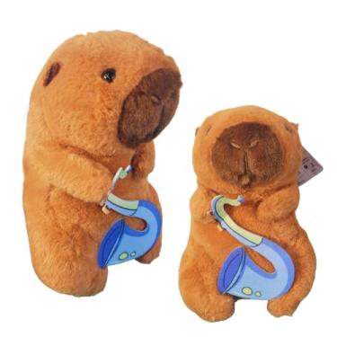 Imagem de Pelúcia Capivara 22cm – Musical com Instrumentos e Pirulitos – Brinquedo Educativo e Divertido para Crianças (Saxofonista)