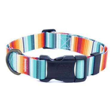 Imagem de Country Brook Petz – Coleira de luxo com listras Sedona – Feita nos EUA – Coleção Country and Western com designs rústicos (1,5 cm (5/20.3 cm), pequena