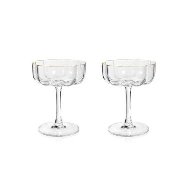 Imagem de Jogo De Taças Copa E Cia 2 Peças Vitreo Com Filete Dourado Drink/sobremesa 110 Ml