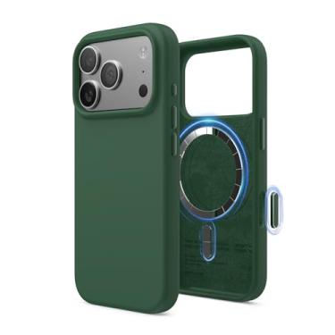 Imagem de elago Capa para iPhone 17 Pro, capa de silicone magnético premium, compatível com MagSafe, material de silicone líquido, capa protetora, à prova de choque, telefone fino, 6,3 polegadas (verde alpino)
