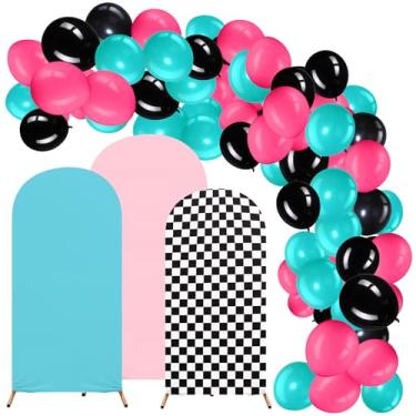 Imagem de RimCereal 3 peças de capa de fundo de arco e 118 peças de conjunto de balões multicoloridos suporte de arco de casamento capa de pano de fundo elastano 1,2 m, 1,5 m, 1,8 m para decoração de cerimônia