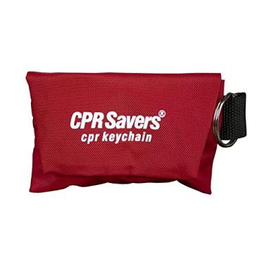 Imagem de CPR Savers & First Aid Supply CPR Face Shield Kit de chaveiro com luvas para treinamento e resgate de RCP (1, vermelho)