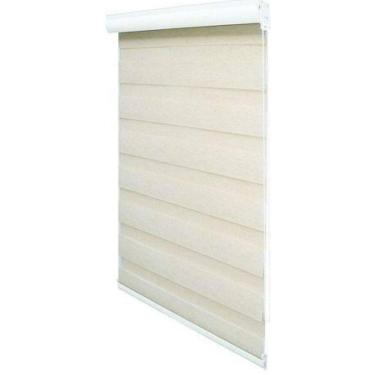 Imagem de Persiana Rolo Duplo Bandô Bege 140 L X 160 A Cortina Zebra