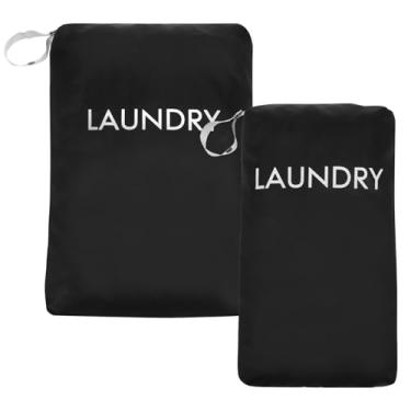 Imagem de KTZCTPCA 2 peças de bolsa de lavanderia portátil, bolsa organizadora de lavanderia suja, bolsa de roupa seca e úmida, bolsa de pano Oxford com zíper e alça de transporte para natação, ioga, treino