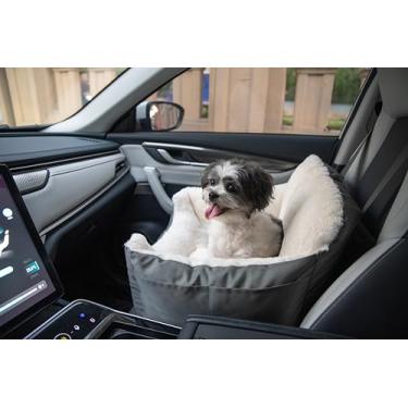 Imagem de Best Pet Supplies Assento elevatório para cães, assentos de carro para cães pequenos e médios, almofada de pelúcia macia com cama confortável, alças seguras e travesseiro alto, cinza