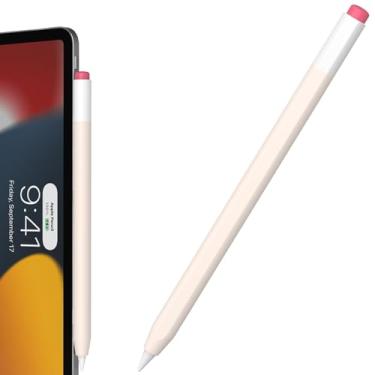 Imagem de FAFALITHIC Capa de silicone clássica compatível com Apple Pencil Pro e Apple Pencil capa protetora de 2ª geração, suporta carregamento magnético e toque duplo (branco pistachio)
