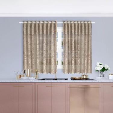 Imagem de Cortina C/ Estampa Renda Marina Cozinha 230x150cm+40 Bandô  - Beija Fl