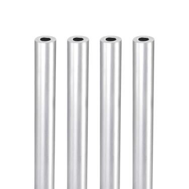 Imagem de DTGN Tubo redondo de alumínio de 25 x 0,9 x 0,6 cm (CxODxID) - Pacote com 4 - Bom para artesanato DIY - Tubo reto de alumínio 6063 - Prata