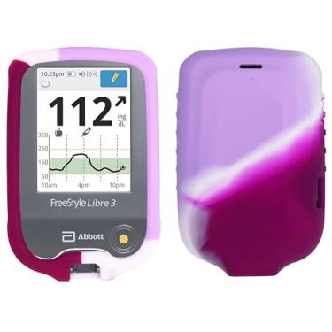 Imagem de Conjunto de capa de silicone macio gradiente premium (protetor de tela + cordão + patch de cordão) para Freestyle Libre 3/Freestyle Libre 2/14 dias (monitor contínuo de glicose) (gradiente PPWH)
