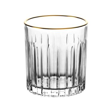 Imagem de Jogo De 6 Copos Whisky Cristal Borda Dourada 310ml Soho L`hermitage