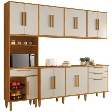 Imagem de Cozinha Completa Lorena 14 Portas 3 Gavetas Nature Off Kaiki Móveis