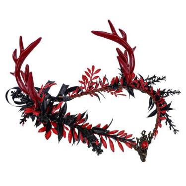 Imagem de Coroa de chifre de elfo gótico MOSTORY  faixa preta com chifres de vea