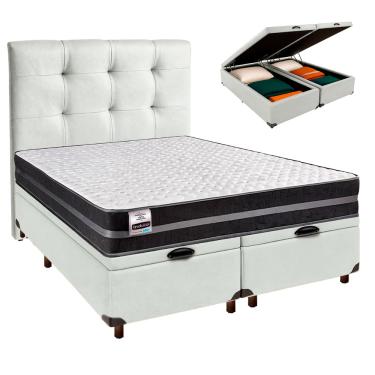 Imagem de Conjunto Cama Box Bau Blindado Queen + Colchão Molas Ultralastic Bogota Inducol + Cabeceira