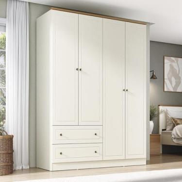 Imagem de Guarda-Roupa Casal 4 Portas 2 Gavetas Ananda CabeCasa MadeiraOriginals