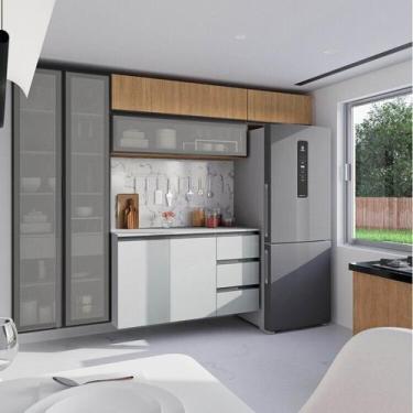 Imagem de Cozinha Modulada 5 Peças 3 Aéreos 1 Balcão 1 Cristaleira Nara CabeCasa