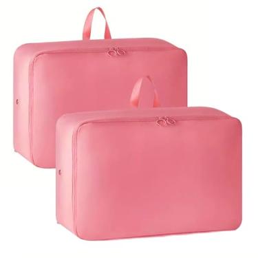 Imagem de Kit com 2 Organizador Bolsa de Compressão Para Malas de Viagem Guarda Roupas e Closet Porta Edredom E Roupas (Rosa)