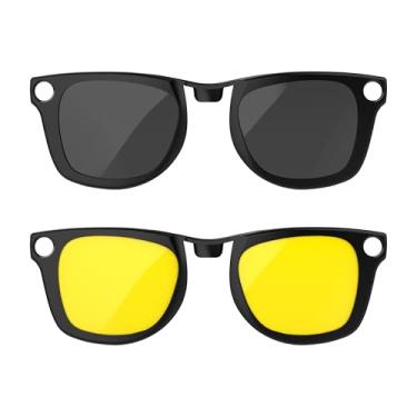 Imagem de Clipe não polarizado para Ray-Ban Meta Wayfarer, óculos de sol de encaixe para óculos inteligentes Ray Ban, Preto + amarelo, RW4008(L)