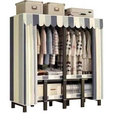 Imagem de Armário De Guarda-roupa Dobrável Fácil Guarda-roupa De Aço De Metal Armário De Guarda-roupa Grande Resistente Sem Necessidade De Instalação Para Quarto, D-130cm/51.2in