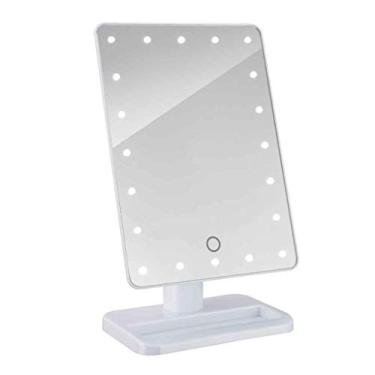 Imagem de LXB Espelho pequeno de maquiagem, espelho de maquiagem LED com lâmpada de mesa espelho de molho grande espelho de princesa casada espelho portátil dormitório modelagem simples opções de escurecimento