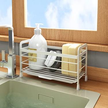 Imagem de P9IDEDFH Rack de pano grosso para toalha de cozinha multifuncional bancada para lavar louça, esponja, ralo de armazenamento, rack de armazenamento de pano (cor: preto) (branco)