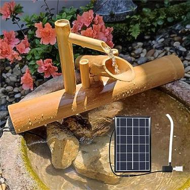 Imagem de Fonte de água externa com bomba, kit de lago de quintal com painel solar e filtro de água, fonte de água Feng Shui de bambu, decoração de jardim, para mesa, pátio, quintal, 70 cm, criatividade