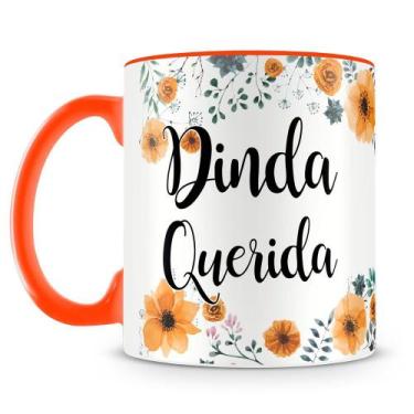 Imagem de Caneca Dinda Querida Personalizada de Porcelana com Alça Laranja - Amo