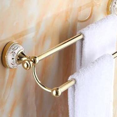 Imagem de Toalheiros, toalheiro montado na parede conjunto de acessórios de banheiro conjuntos de ferragens de banho inoxidável de cerâmica suporte de escova de vaso sanitário cromado, barra de toalha dupla/a