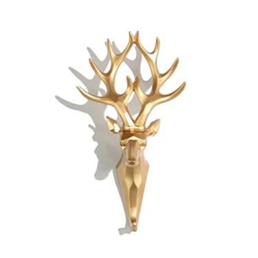 Imagem de URGDWEKJY Cabide montado na parede cabideiro de parede gancho de poliéster decoração de parede rack de cabeça de animal para pendurar toalha casaco (L11,2 * A 21,5 cm) Cabide de parede (B)