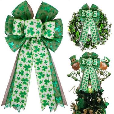 Imagem de Laço decorativo Hongsome St Patricks Day Burlap Green Glitter