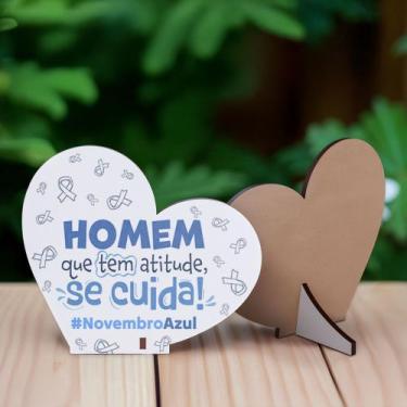 Imagem de Kit 10 Corações MDF Novembro Azul Campanha de Conscientização - R9 Dec