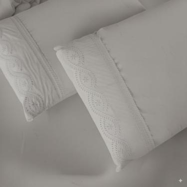 Imagem de Jogo de Lençol 3 Peças Casal Padrão/ Queen Percal 400 Fios Lese Bordad
