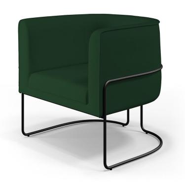 Imagem de Poltrona Decorativa Fixa Base de Aço Preto Betina D02 Veludo Verde Musgo C-303 - Lyam Decor
