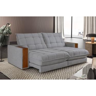 Imagem de Sofá Retrátil Berlim 2,30m 4 Lugares Molas Ensacadas Txr Prata