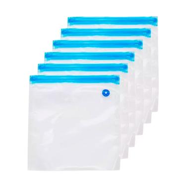Imagem de Saco á Vácuo para Alimentos Fechamento Zip Lock Duplo Reutilizável Lavável Tamanho P 21x22CM