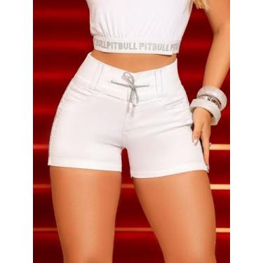 Imagem de Short Sexy Color com Cordão Brilhoso Pit Bull Jeans 83342, Branco, 40