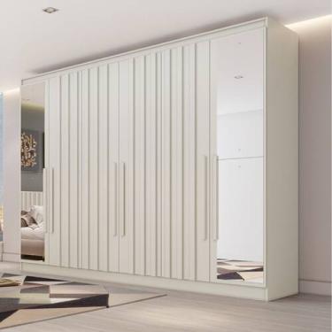 Imagem de Guarda Roupa Casal Ripado com Espelho 6 Portas Em MDF Oxford Made Marc