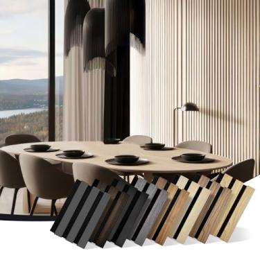 Imagem de Painéis de madeira para parede 4,92" × 7,172.7 cm painéis acústicos para decoração de parede interior, painel de parede de ripas de madeira 3D/painel de absorção de som estriado - 8 amostras de cores