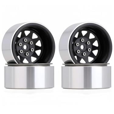 Imagem de 4 peças de rodas de aço AMK 1.9 Beadlock com aros hexagonais de 12 mm e deslocamento de 8,9 mm para 1/10 RC Rock Crawler TRX4 TRX6 SCX10 CAPRA-10 Redcat Gen8 1.9 Wheels Upgrade (preto)