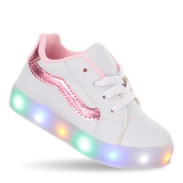 Imagem de Tenis infantil Feminino Com Luz de Led Para Crianças - PC, Branco, 33