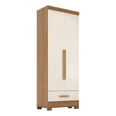 Imagem de Guarda Roupa Solteiro 2 Portas 1 Gavetas Smart Plus GR2123S Cinamomo Off White - Móveis Rodial