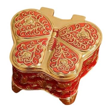 Imagem de Fiocias Caixa de joias de borboleta, estojo para porta-joias, organizador de joias, caixa de joias para brincos, Ouro Vermelho